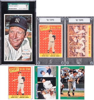 1958-92 Mickey Mantle Card Collection of (6)